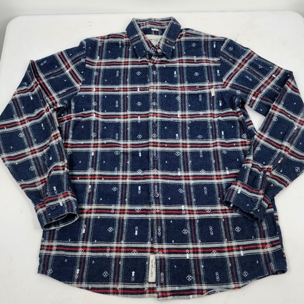 Carhartt Flannel Carlos Origin Blue Red Plaid Diamond Print S